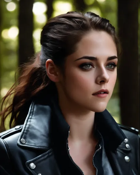 kristen_stewart, looking at viewer, solo, detailed background, magic circle, glowing, dark forest scene), vampire, smiling, play...