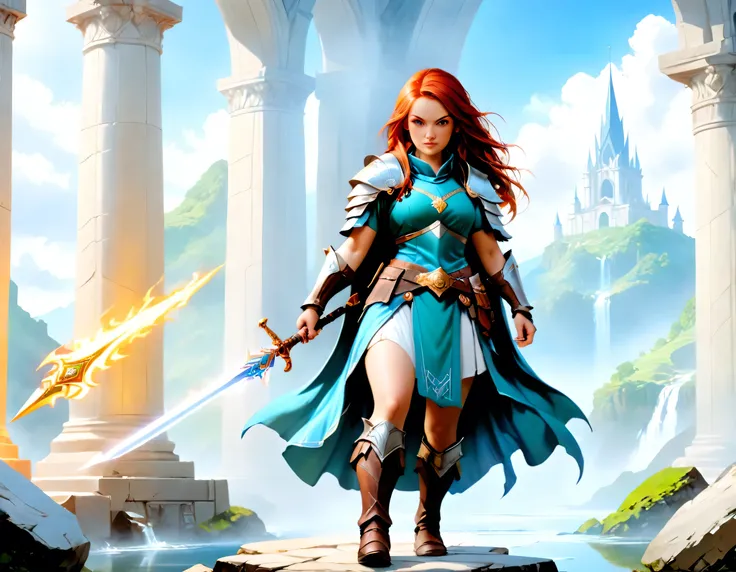concept art, wide shot, (masterpiece:1.3), full body intense details, highly detailed, photorealistic, best quality, highres, portrait of a female dwarf (fantasy art, Masterpiece, best quality) , intense details facial details, (fantasy art, Masterpiece, b...