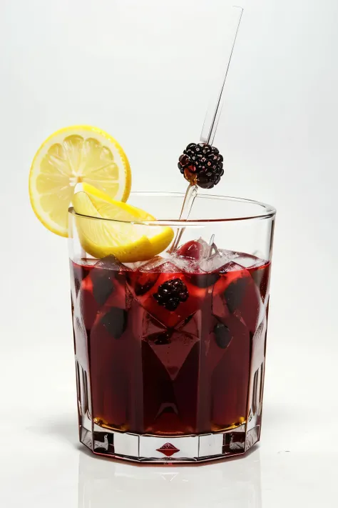 ngredients:

2 oz blackberry liqueur
1 oz vodka
1 oz lemon juice
Ice

Preparation:

Shake all ingredients with ice.
Strain into a glass filled with ice.
Garnish with a blackberry and lemon twist.on a white background