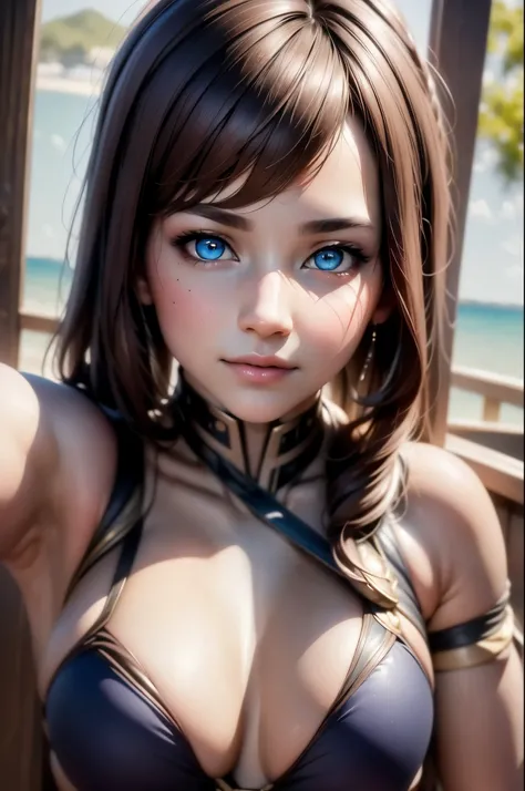 8K, The best quality, masterpiece, ultra high resolution, (realism: 1.4), Photo original, (realistic skin texture: 1.3), (film grain: 1.3), (selfie angle), 1 girl, Beautiful eyes and facial details., masterpiece, The best quality, close up, upper body, loo...