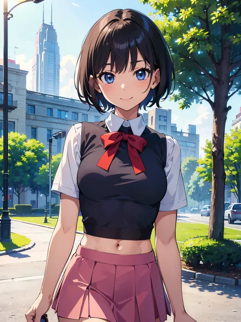 masterpiece, best quality, ultra detailed, ultra high resolution, very detailed face, ((anime)), (((slanting view))), (((upper body only))), (((2women))), ((tall)), ((school uniform, croptop, very short skirt)), (medium breast), (six pack abs:1.12), ((litt...