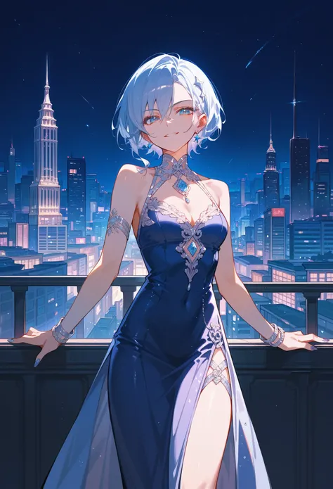 score_9,score_8_up,score_7_up, anime art style, beautiful city, dark night, 1girl, beautiful girl, fashionable clothes, stylish pose, high ego smirk, highest resolution