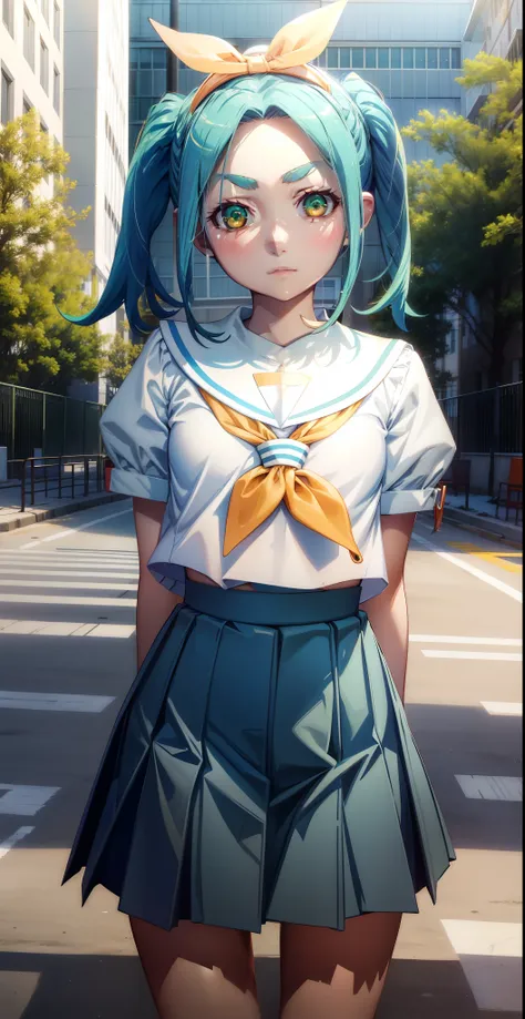 high resolution, hd, best quality, extremely detailed, masterpiece (best quality), 1 girl, ononoki yotsugi, green hair, pigtails...