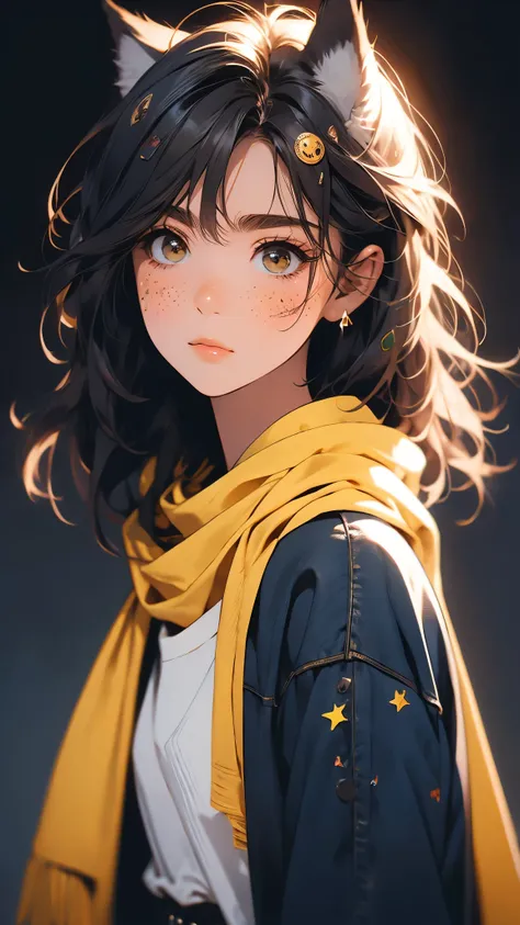 ((masterpiece)), envision a 8k, highres, cinematic, extremely beautiful semi realistic close up portrait of a cute girl with a s...