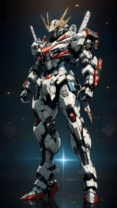 (masterpiece:1.5, best quality:1.5, extremely delicate:1.5), (male:1.5), humanoid Mecha, fully enclosed shoulder guards, matching arm and leg guards, full body, full armor, the design balances heavy with agility, (the color scheme is primarily Black with W...