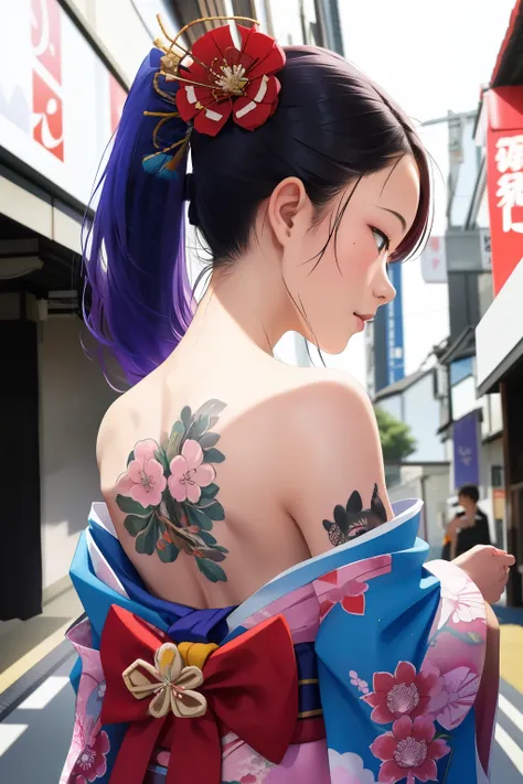 (very small young japanese girl)，loincloth，japanese festivals，tattoo，tattoo，cute kimono，i saw the world，urine stains，(side pony,...