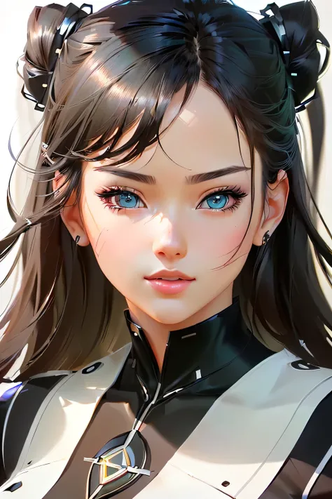 (Realistic, photo-Realistic:1.37), (masterpiece), (Best Quality:1.4), (Ultra-high resolution:1.2),(RAW Photos:1.2), (Sharp focus:1.3), (Photograph the whole body:1.10), Sharp details,Realistic, anime girl with black hair and blue eyes wearing a black top, ...