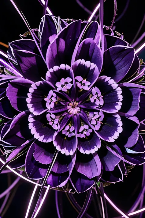 flower pattern, close together, purple flowers with white centers and green centers in a field, colorful flowers, rainbow flowers, glowing purple, neon flowers, purple color, purple neon colours, background is purple, purple colors, magenta colours, blue n...