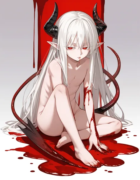 1girl, solo, (abyss, magma, blood), full body, close to viewer, gloomy painting style, grotesque blood background, 
anime girls,...