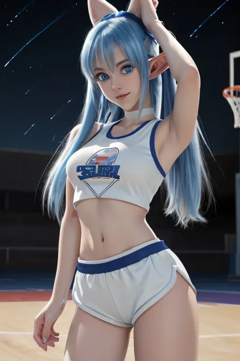 close up 1girl in, photo of Asuna, Yuuki Asuna, Solo, (straight blue hair, very long blue hair, (blue eyes: 1.2), (perfect clear skin, pale skin, detailed skin, medium breasts, round breasts, perfect body, skinny, thin), (thin hips, thin waist: 1.25), neut...