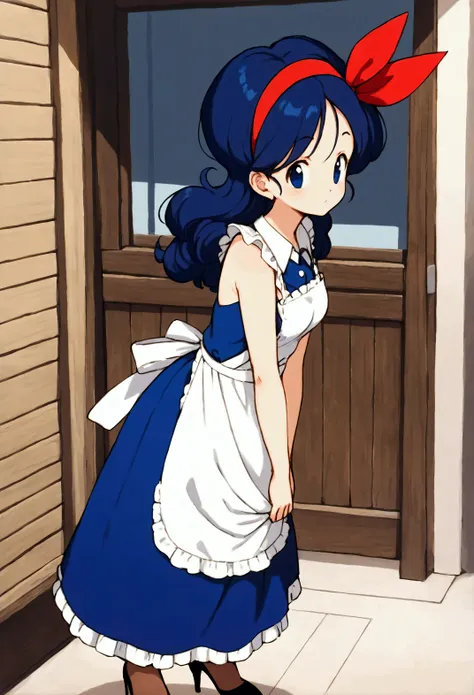 score_9, score_8_up, score_7_up,score_6, score_5, score_4,BREAK ,(breast focus:1.5),from above、from side,looking at viewer, cowboy shot, 1girl, launch good, blue eyes, blue hair, long hair, curly hair,press breasts together,leaning forward, ribbon, red hai...