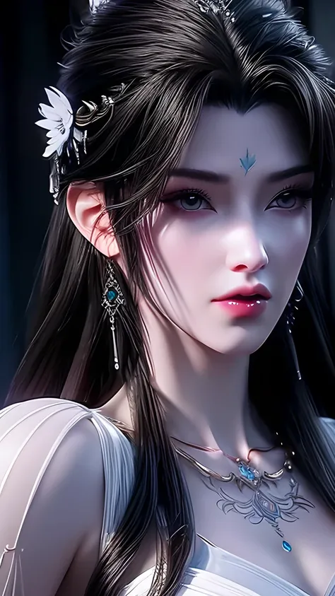 Game Art,CG Animation,Best image quality,Maximum resolution,8K,(Half-length photo),(portrait),(Close-up head),(Rule of Thirds),Unreal Engine 5 rendering work,20-year-old girl,((Queen)),The eyes are very detailed,(Large Breasts),Elegance and nobility,Movie ...