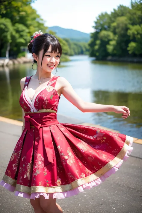 ((Best Quality)), ((masterpiece)), (detailed),Japanese， One girl, Dancing in a dress
