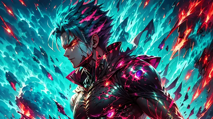 epic anime style, purple lightning, evil temperament, 20-year-old male shadow assassin, glowing black aura, shadow supervisor, handsome face, brilliant and majestic. Beautiful standard body and complete body structure. full body shot of a man with lightnin...