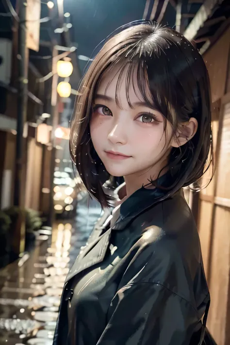 (Best Quality),(masterpiece),(detailed),1girl,rain,rainy day,Japan,school uniform,high school girl,beautiful detailed eyes,beautiful detailed lips,extremely detailed eyes and face,long eyelashes,wet hair,water droplets,overcast sky,moody lighting,vibrant c...