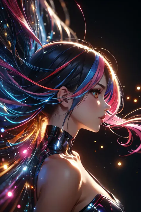 ((8k, Best Quality, masterpiece, Extremely detailed, Three-part method)), (((, Shadow play))), ((Abstract background)), ((Provocative)), ((Glamour Photos)), ((Cinematic, Film Grain)), ((Anime aesthetics)), ((Manga style)), ((Soft light passing through hair...