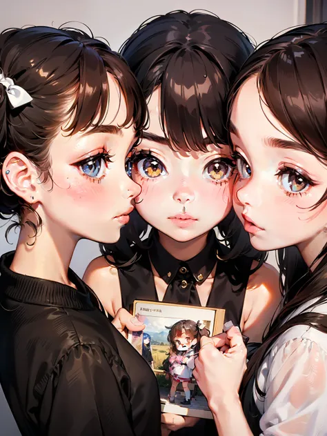 (((masterpiece, best quality)))，(((three girls)))，(((three girls)))，((little girl:1.3))，long eyelashes，dark skin, very 小さい young...