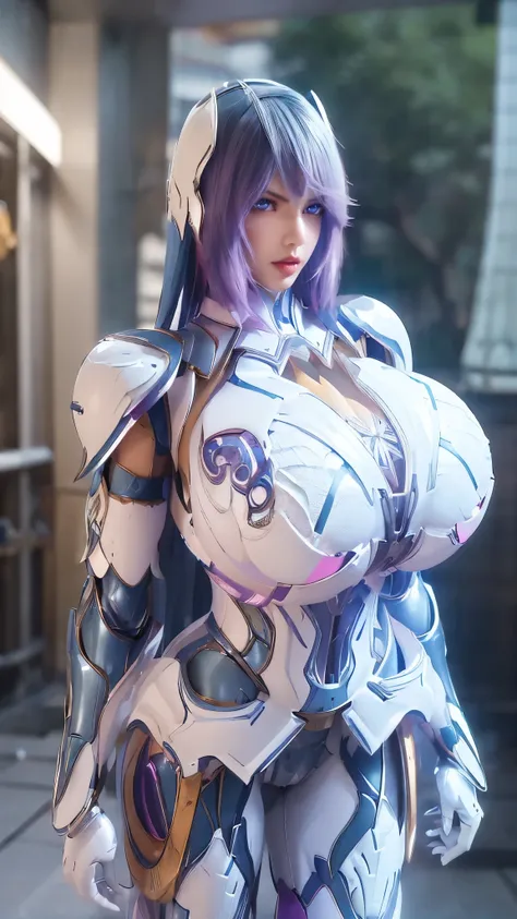 a beauty girl with (blue pink long hair:1.5), 1girl, (mecha golden dragon helm:1),((huge fake breasts,cleavage:1.5)), (11 line a...