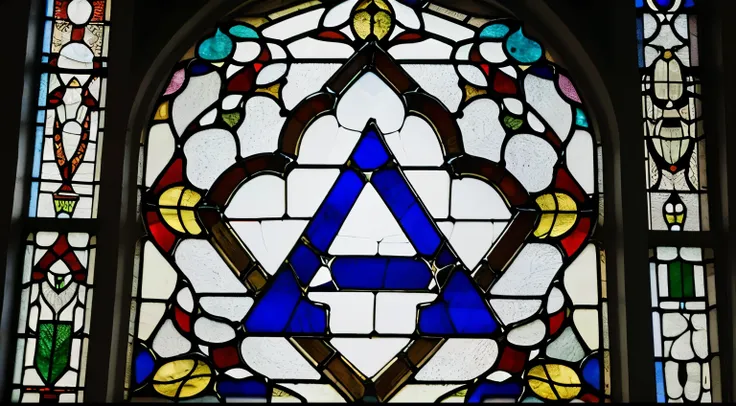 a Hebrew het letter in a stained glass window