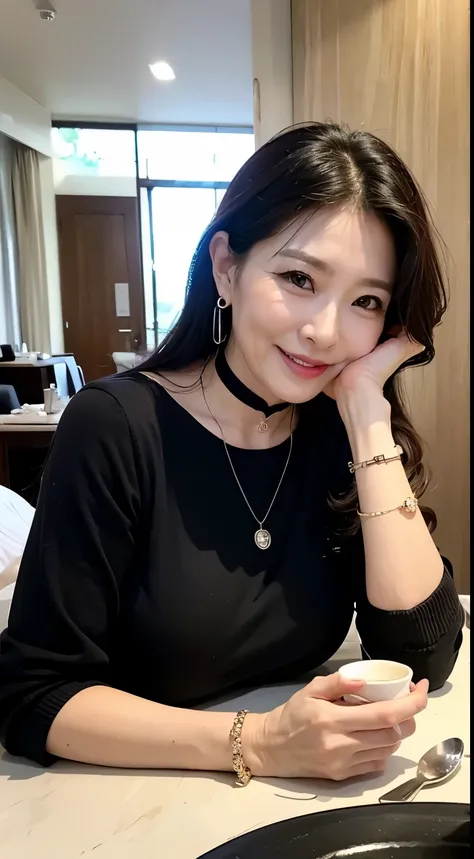 ７８ years old　Mom　milf　korean, Lady　large earring　Big choker　navel piercing decoration　A bracelet　realisitic　Gorgeous Madame Beautiful Mature Woman　sexy　Smile　Gentle woman navel piercing　４k　High quality　Gorgeous Madam Beautiful Mature Woman