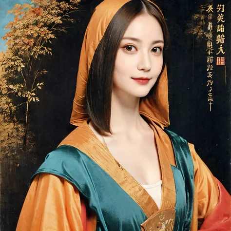 290 (20-year-old woman,Short Hair) , (A kind smile) , (palace), (colorful), (Leonardo da Vinci paintings), flower, Mechanical Engineering Background