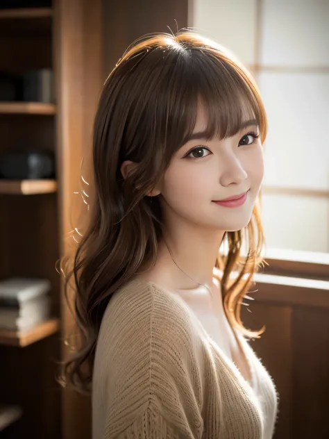 (Best Quality,8K quality,masterpiece:1.3),(Ultra-high resolution,Realistic:1.4,Live Shooting),(Very detailed,Caustics),(Ultra-Realistic Capture,Beautiful and detailed skin),1,Beautiful Japanese, Medium Hair, Disheveled Hair, Asymmetrical bangs, Brown Hair,...