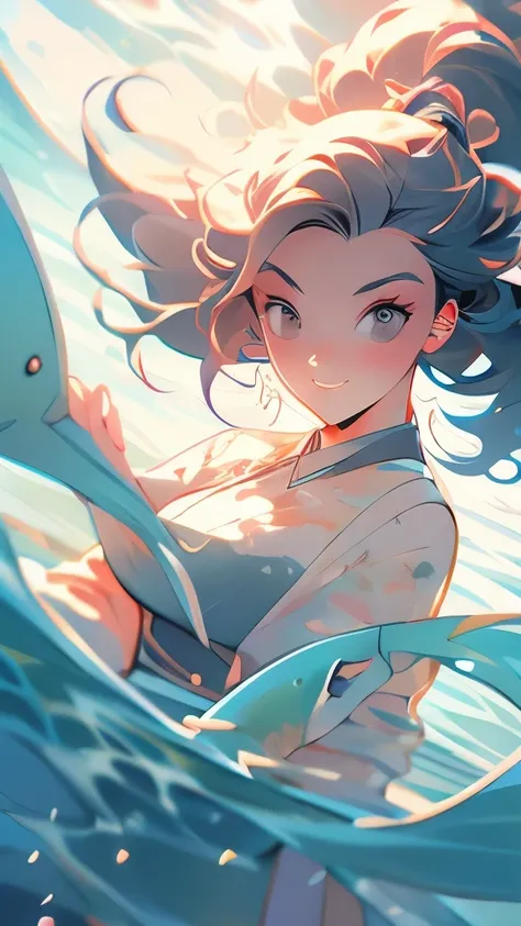 a woman with long hair and a fish tail in the ocean, loish |, jen bartel, by Andrée Ruellan, by Ryan Yee, loish art style, art contest winner on behance, rossdraws cartoon vibrant, trending on cgsociety art, 🌺 cgsociety, trending on artstation., by loish, ...