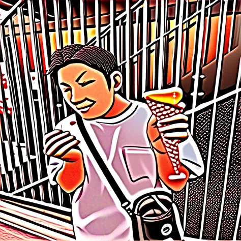 araffe man eat a piece of food while standing on a sidewalk, (((Luke Chueh))), eat ice cream, eat a donut, cone, eat, eat a pizza, Beasts, Mukbang, eat ice - cream, eat garlic bread, With a baguette, yosuke ueno, eat pizza, happy!!!, eat noodles