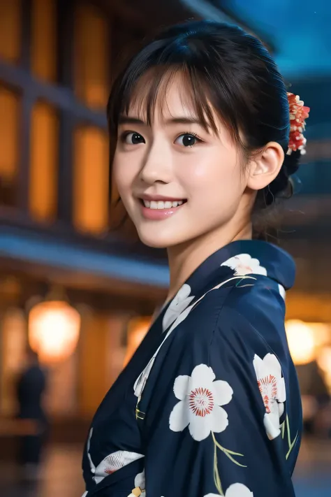 (beautiful girl dancing in the night:1.8), (yukata:1.5), (baby face:1.4), (best quality:1.4), (highly detailed and realistic ski...