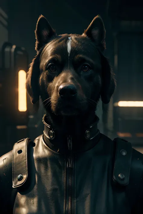 a dog, futuristic design, industrial cyberpunk style, cinematic lighting, photorealistic, 8k, (best quality,4k,8k,highres,masterpiece:1.2),ultra-detailed,(realistic,photorealistic,photo-realistic:1.37)