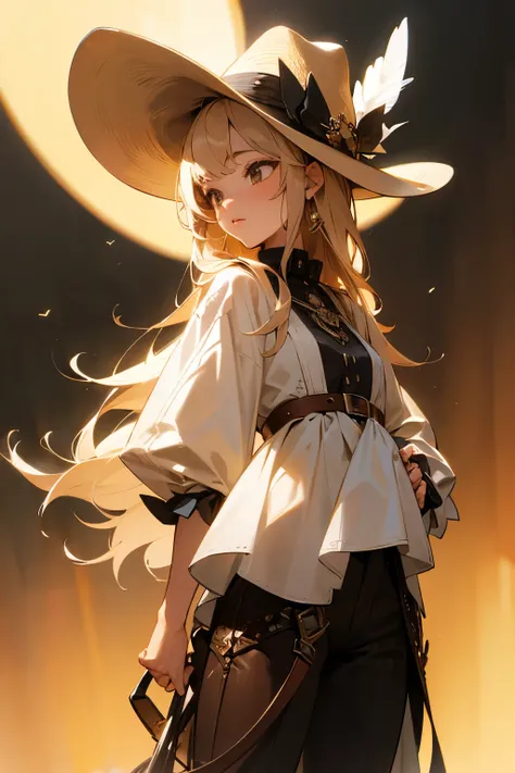 Famous girl, luxury fashion, cowboy hat, cowboy style clothes, light hair