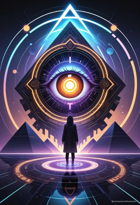 Art trbl2, Minimal Cybersigil,cool,Hypnotic illustration of object, hypnotic psychedelic art by Dan Mumford, pop surrealism, dark glow neon paint, mystical, Behance,Enhance image, full HD quality, 4k quality, adobe photoshop, vectorizedAlta resolução, Alta...