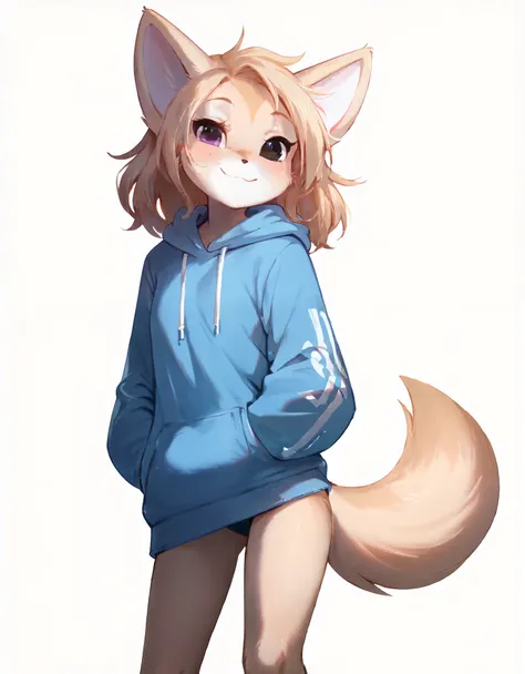 twokinds, tkstyle,,  score_9, score_8_up, score_7_up, digital illustration, solo, anthro, (female, 1 female, fenneko), white background, young