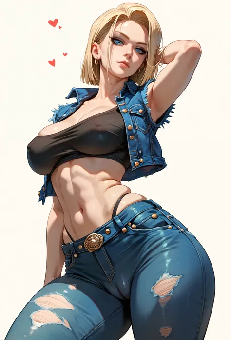 Android 18, sexy, Big Breasts, fat Ass,  Cool Beauty, stand, (((punk style))), ((Open-chested clothing, Well good)),  cameltoe,