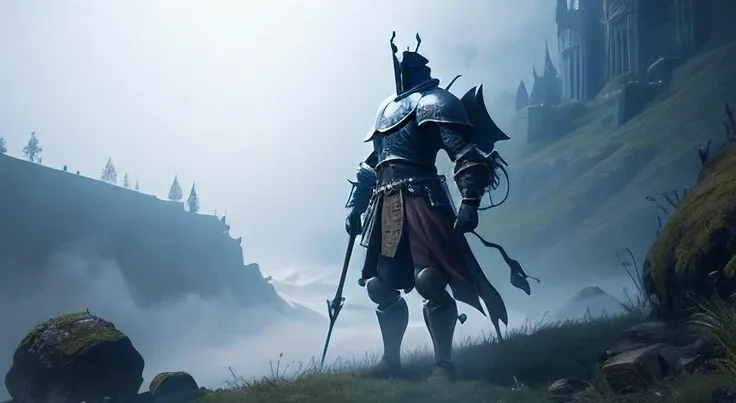 hard fog, knight, fantasy elements
