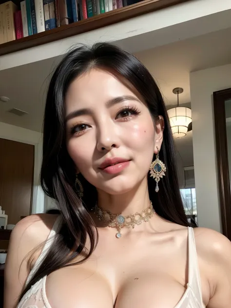 ６８ years old　Mom　milf　korean, Lady　large earring　Big choker　navel piercing decoration　A bracelet　realisitic　Gorgeous Madame Beautiful Mature Woman　sexy　Smile　Gentle woman navel piercing　４k　High quality　Heavy chest　Gorgeous Madam Beautiful Mature Woman