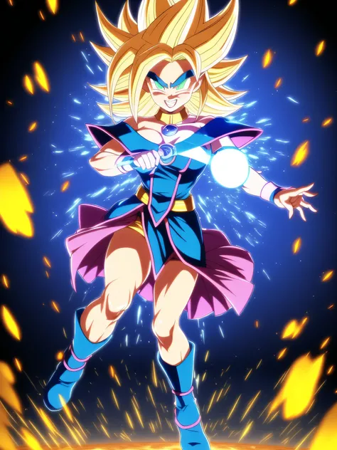 
dbsuper style, (extremely detailed CG unity 4k wallpaper),(masterpiece),(ultra quality),(ultra-detailed),(best illustration),(best shadow),(absurdres),masterpiece, best quality, cinematic light, 1girl, grin, dark magician girl, blonde hair, blue headwear,...