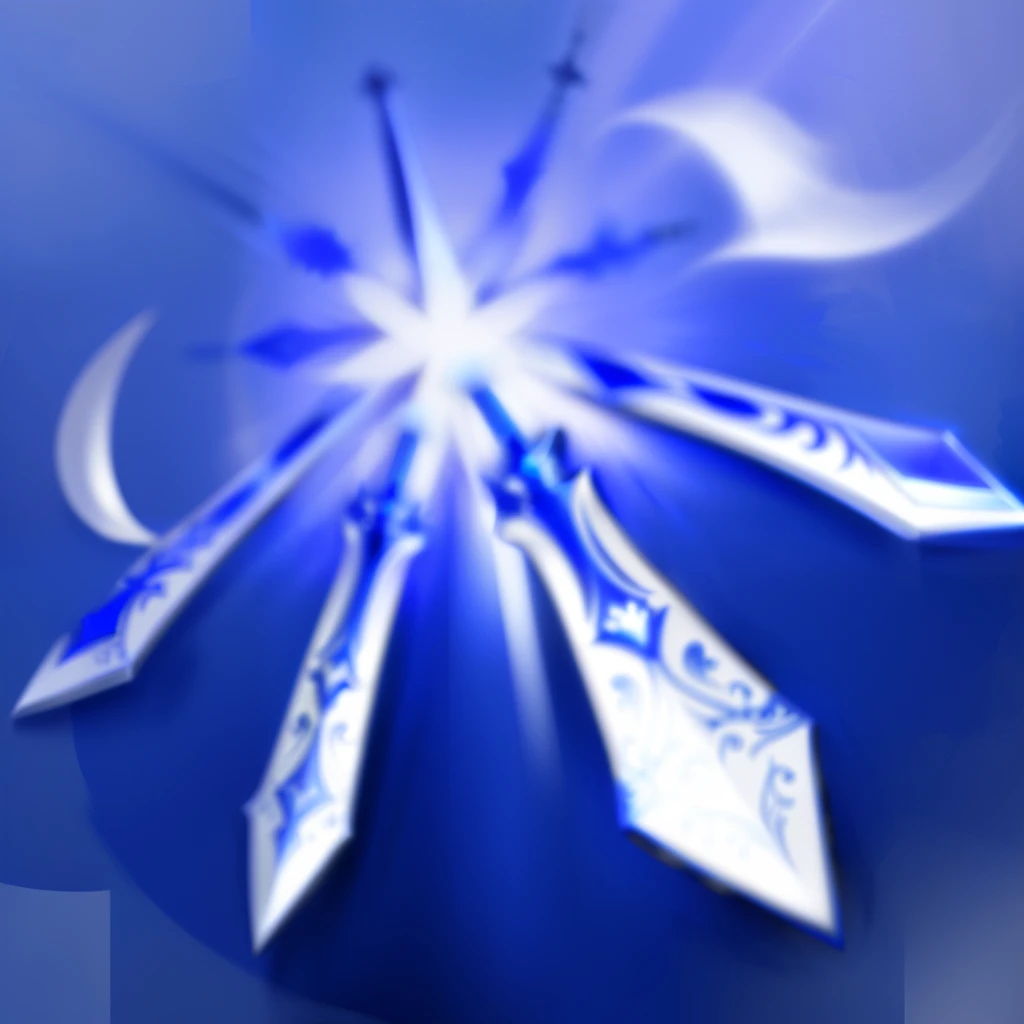 A blue and white picture of a sword with a blue background ，Swordsman&#39;s physics icon， Sword Formation, World of Warcraft Physics Icon，White blade，Physical Attack，League of Legends skill icons， League of Legends Inventory Items， Stylized game icons， Lea...