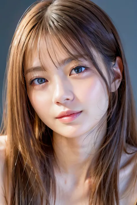 (Best Quality、Tabletop、8k、Best image quality、Award-winning works)、(Face close-up:1.2)、naked、(Pure white background:1.2)、(nude:1.1)、naked, Closed lips、Perfect beautiful face、Glowing Beautiful Skin、Perfect Makeup、Facing forward、Symmetrical、Straight、Very Long...