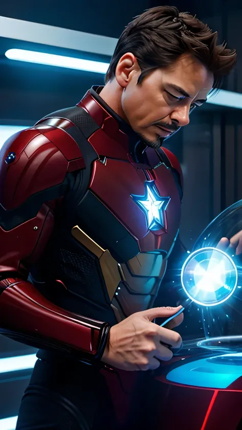 tony stark using his jarvis deice