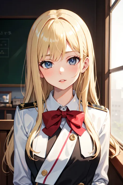 8ｋ,Best Quality,masterpiece, Sharp focus,High school girl，，Blonde，Lewd，uniform