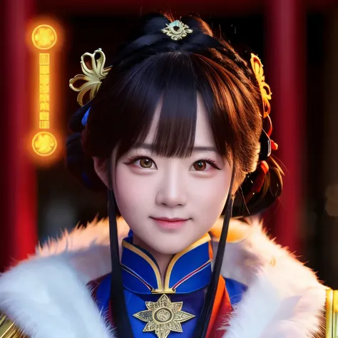 Realistic portrait Original color portrait, Movie Lighting, Chinese role players, Genshin Impact, high resolution, Smile