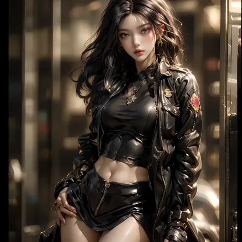 ((best quality)), ((Masterpiece)), (details:1.4), ((Enrich the picture，Masterpiece level quality)), Beautiful 8K CG artwork, 3d, HDR (high dynamic range), an image of a beautiful cyberpunk female, mature woman, future theme, cyberpunk, (( black hair, long ...