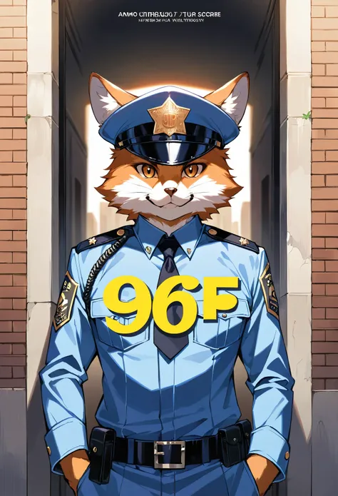 rating_safe, score_9, score_8_up, score_7_up, score_6_up, score_5_up, score_4_up, hires, cover page, absurdres, perfect anatomy(kemono, furry anthro, handsome boy)police officer, street, good lighting, cinematic shadow,