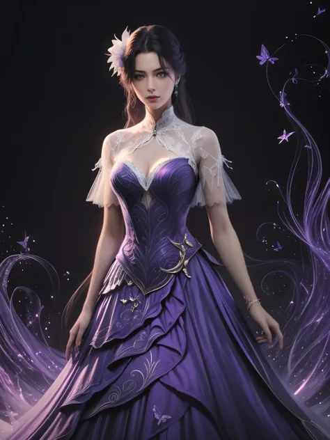 a girl in purple dress.(best quality)（(masterpiece)),(highres),original,extremely detailed 8k wallpaper,(extremely delicate and ...