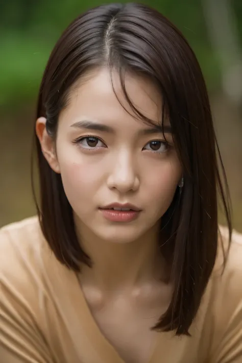(Best quality, 4k, Masterpiece :1.3), pretty woman, 1girl, (breasts, attractive body :1.2), abs :1.1, dark brown hair: 1.1, (rainy wet, wet from rain, wet body :1.2), ultra-detailed face, detailed lips, detailed eyes, double eyelid, cowboy shot, crouching,...