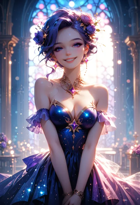 One Girl At The Ball, smile, Fun, passion, Beautiful Body, Gorgeous Star Sparkle Dress, shines, Shock Wave of Hand Wave of Hair, bright colors, Simply Magnificent Palace, Gold Tiles Reflect Light on the Floor, Light Makeup, Sexy, Pleasant Light, A game of ...