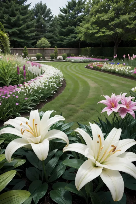 create image of a lily garden