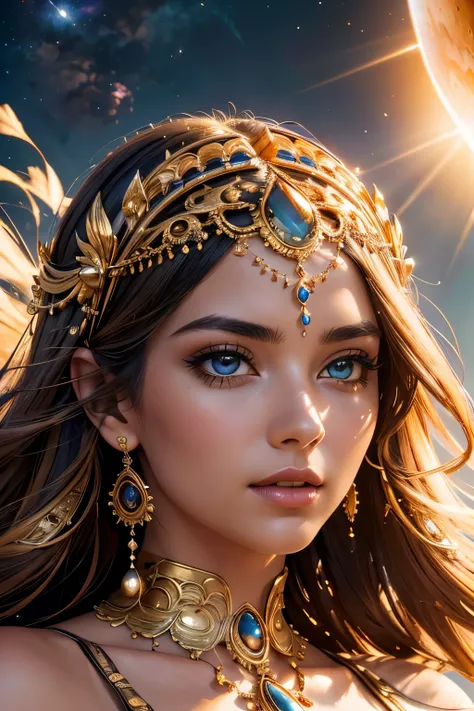 beautiful woman wallpaper, , sun godess, (best quality)), ((masterpiece)), (detailed), space, sun, steam punk, space solar system best quality,8k,highres,masterpiece:1.2),detailed goddess face,beautiful eyes,detailed lips,long eyelashes,glowing skin,intric...