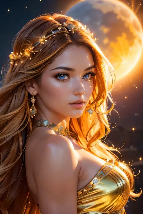 beautiful woman wallpaper, sun goddess, (best quality,4k,8k,highres,masterpiece:1.2),ultra-detailed,(realistic,photorealistic,photo-realistic:1.37),detailed eyes,detailed lips,extremely detailed face,long eyelashes,beautiful intricate dress,flowing hair,dr...